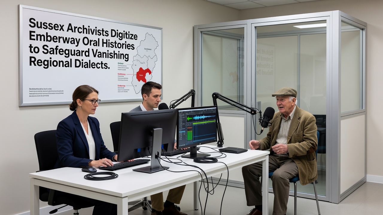 Digital workstation displaying waveform analysis of preserved Sussex dialect recordings
